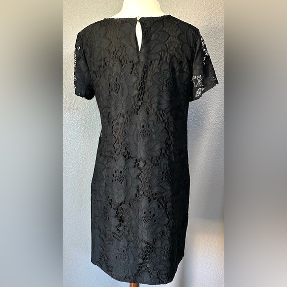 CeCe Women's Black Lace Dress Size 10” Fully Lined Short Sleeve - Picture 8 of 10